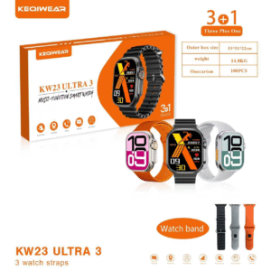 KW23 Ultra3 Smartwatch in Bangladesh with aluminum body and 3 straps