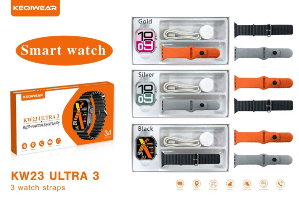KW23 Ultra3 Smartwatch showing blood pressure monitoring feature in Bangladesh